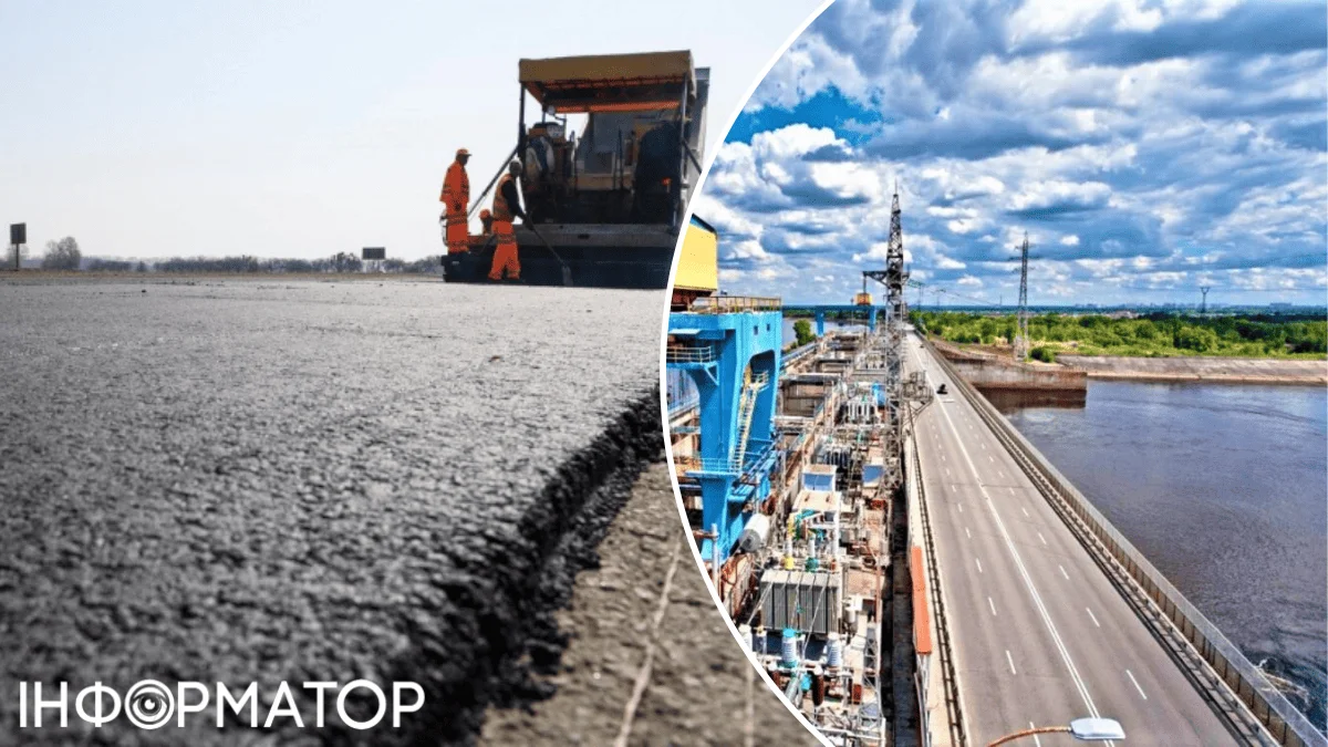 Фото до матеріалу: Вихідними частково перекриють греблю Київської ГЕС: дорожники вкладають асфальт
