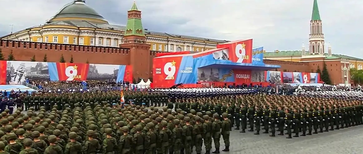 Фото до матеріалу: Тривав 45 хвилин: парад у Москві 9 травня пройшов без техніки