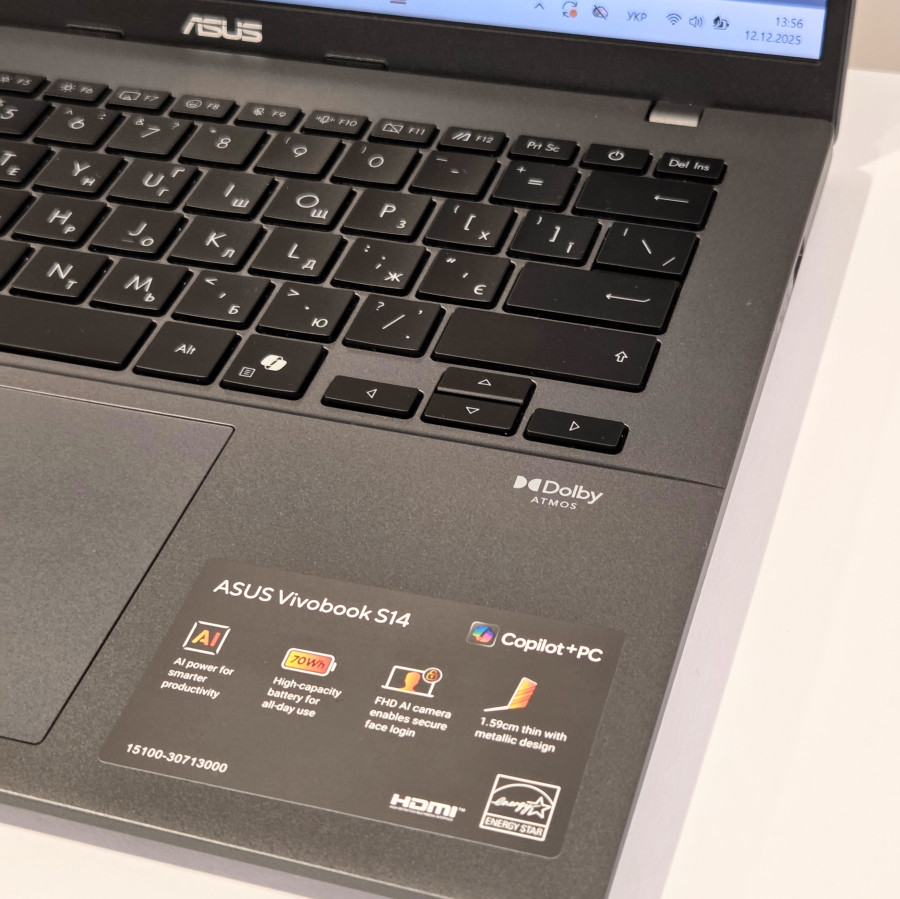 Фото до матеріалу: ASUS Vivobook S14: новий Copilot+ PC з автономністю 14 годин для України