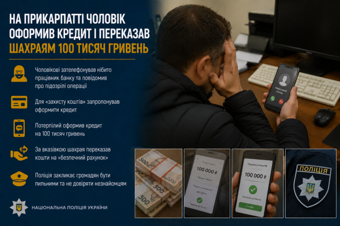 Фото до матеріалу: Чоловік з Богородчанщини втратив 100 тисяч гривень через телефонну аферу
