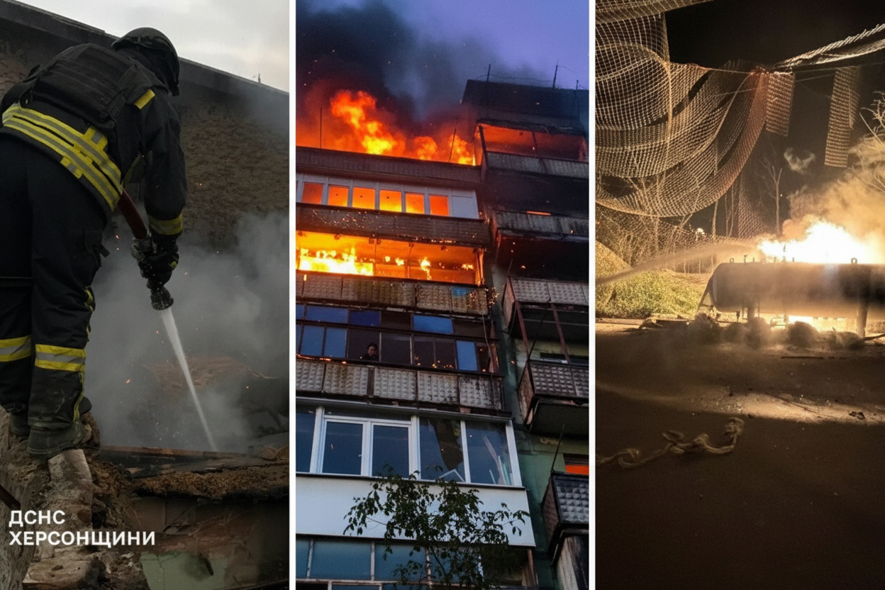 Фото до матеріалу: Обстріли Херсонщини та Донеччини: пожежі в житлових будинках попри перемир'я