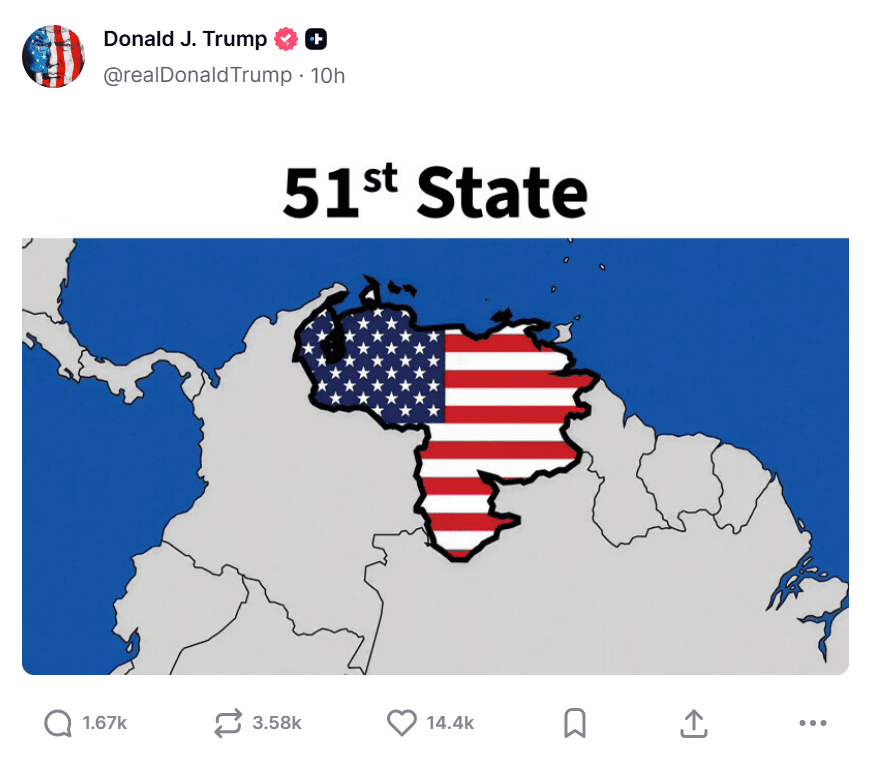 Фото до матеріалу: Трамп назвав Венесуелу 51-м штатом США: що це означає для регіону