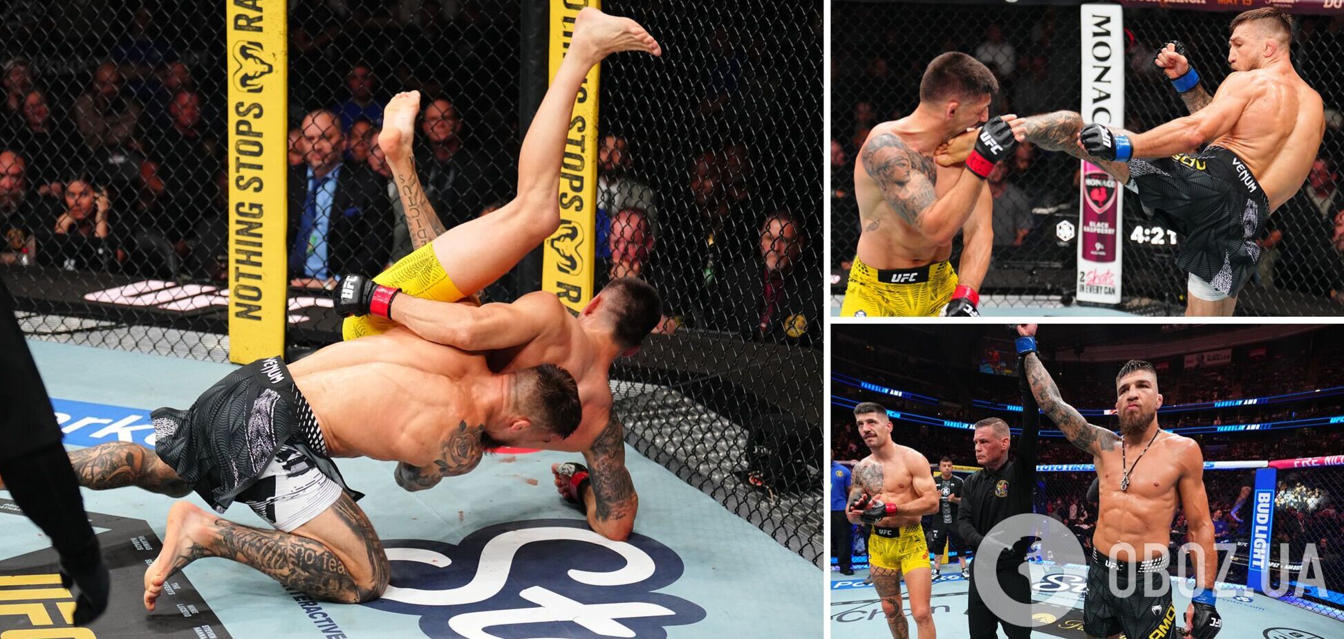 Фото до матеріалу: Ярослав Амосов виграв UFC 328: кинув суперника головою в підлогу та здобув перемогу
