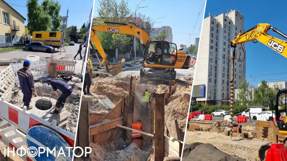 Фото до матеріалу: Капремонт проспекту Лобановського в Солом'янському районі: перекладено каналізацію та асфальт