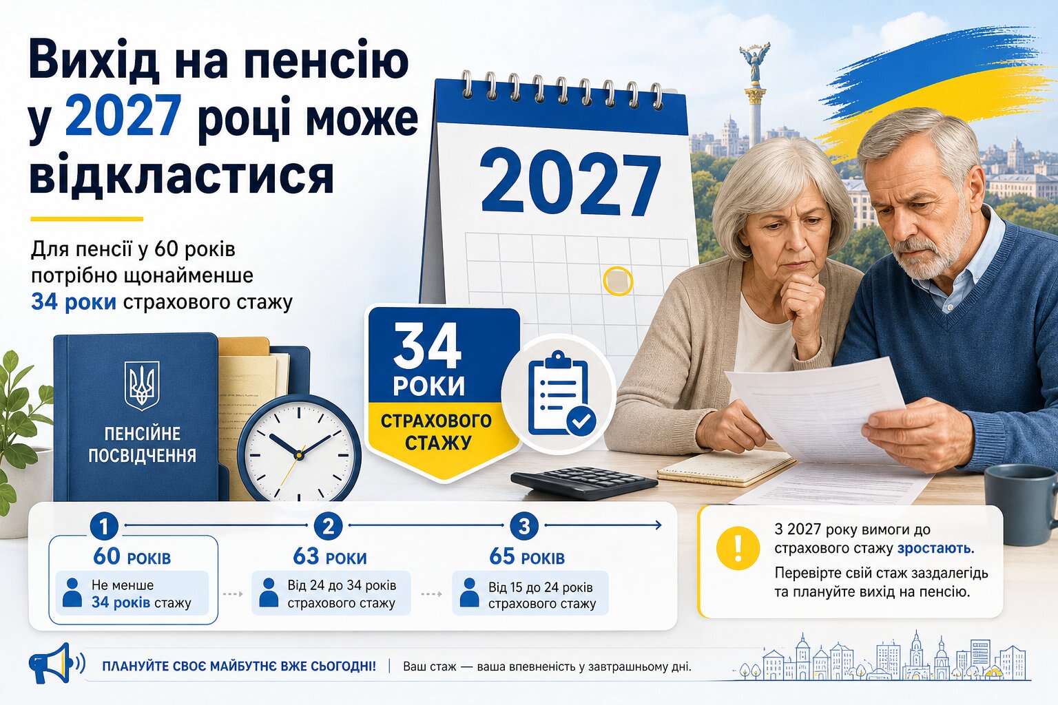 Фото до матеріалу: Пенсія у 2027 році: кому доведеться чекати через нестачу стажу