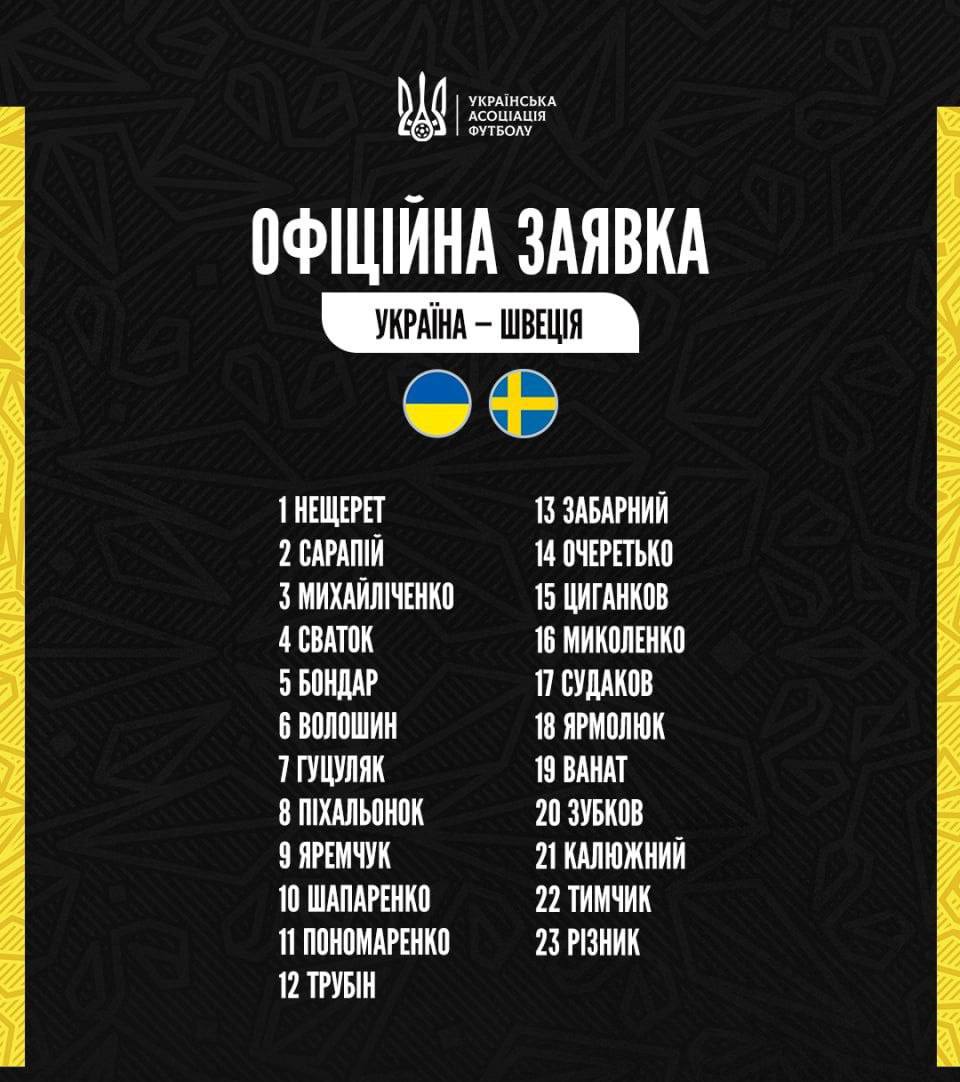 Фото до матеріалу: Збірна України в четвер зіграє зі Швецією у півфіналі плей-оф відбору ЧС-2026