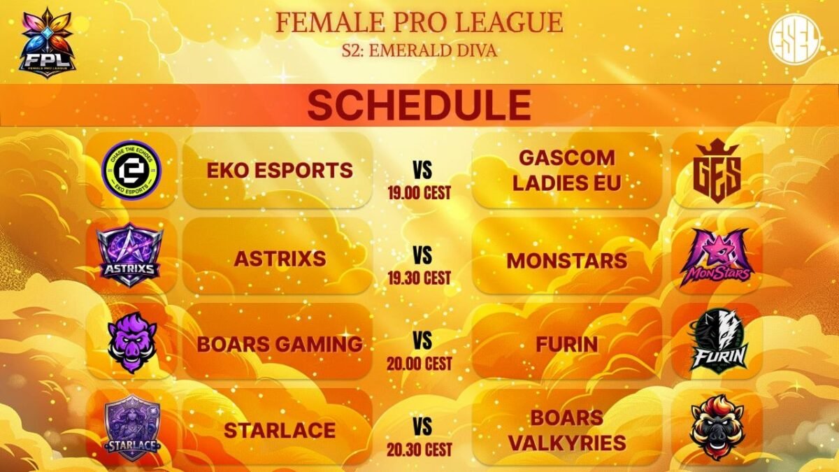 Фото до матеріалу: Груповий етап Female Pro League S2: Emerald Diva продовжується: Розклад матчів на сьогодні