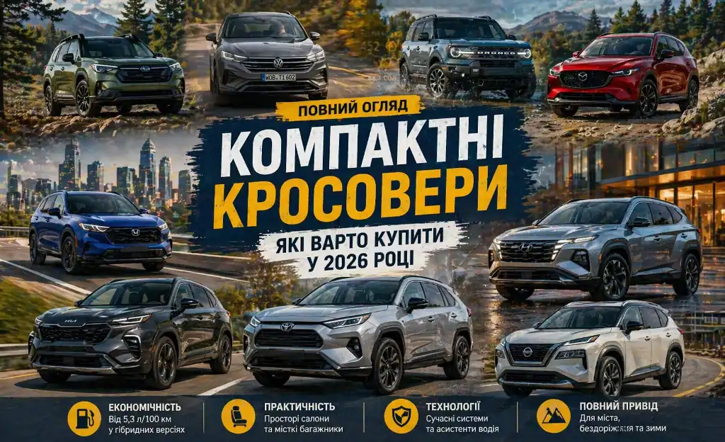 Фото до матеріалу: Топ-10 компактних кросоверів 2026: які SUV коштують своїх грошей в Україні