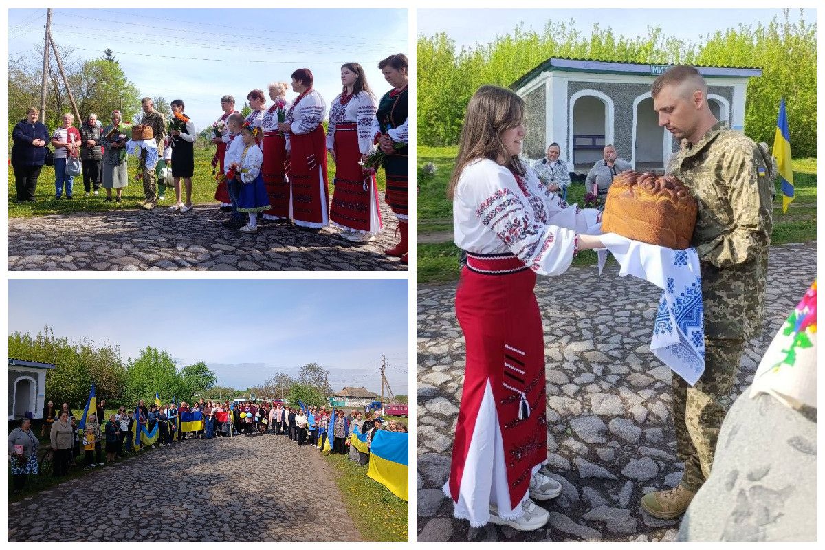 Фото до матеріалу: Андрій Гендега повернувся додому: Уланівська громада зустріла звільненого воїна квітами та прапорами