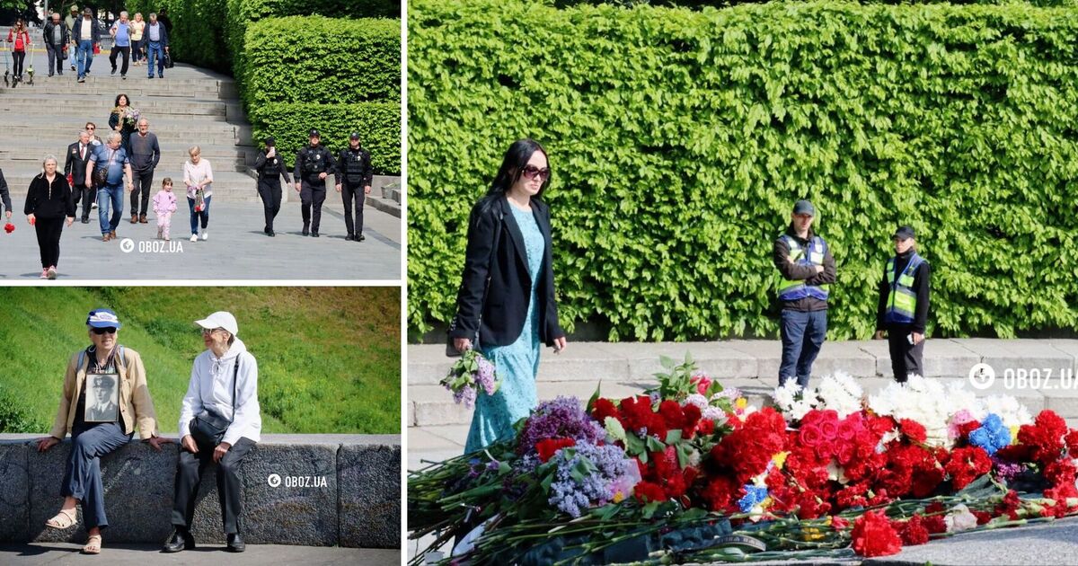 Фото до матеріалу: Мало людей, багато поліції: як пройшов День перемоги біля Меморіалу вічної слави в Києві