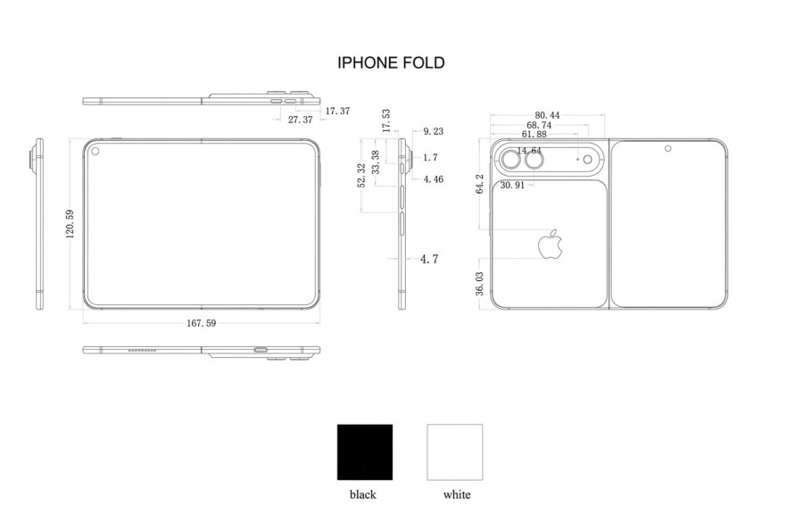 Фото до матеріалу: iPhone Fold засвітився в кресленнях: подробиці про товщину, камери і несподівані зміни
