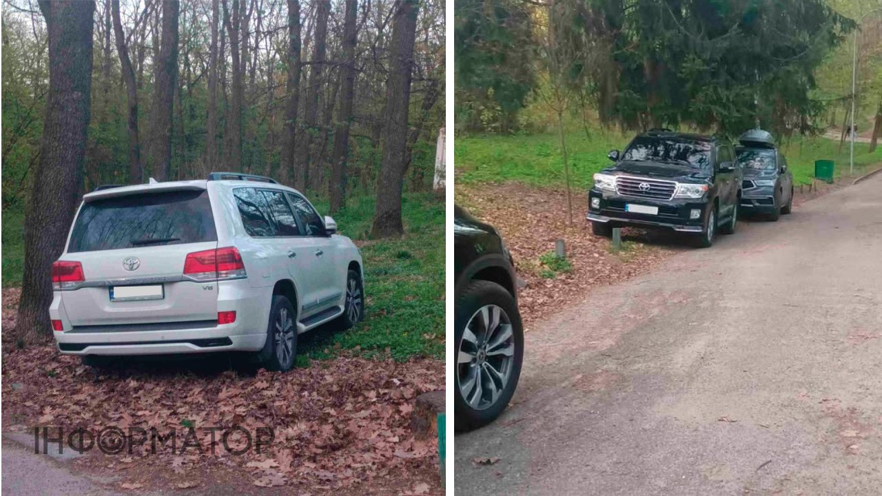 Фото до матеріалу: У Голосіївському парку Києва авто руйнують заповідну зону: перевірка виявилась формальною