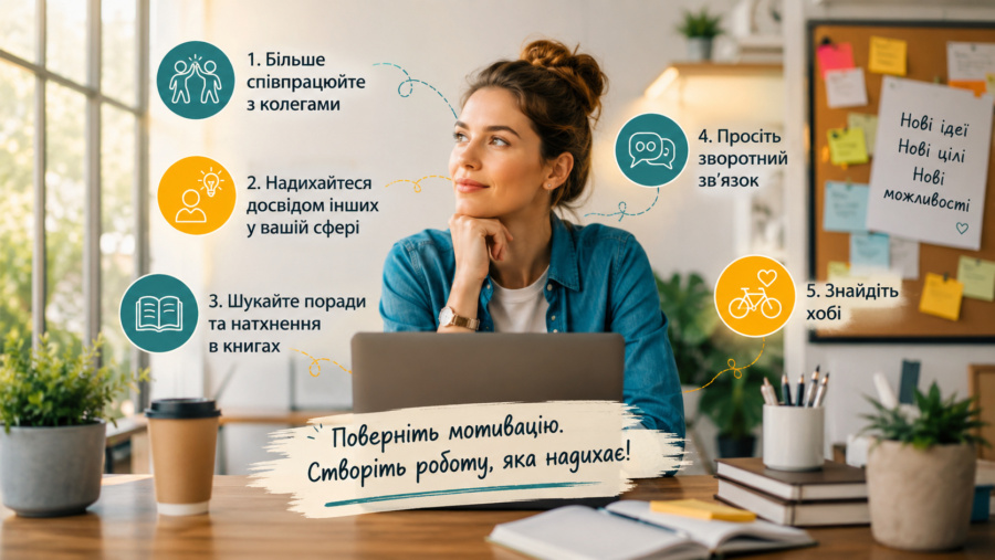 Фото до матеріалу: П'ять способів повернути мотивацію на роботі: як подолати рутину