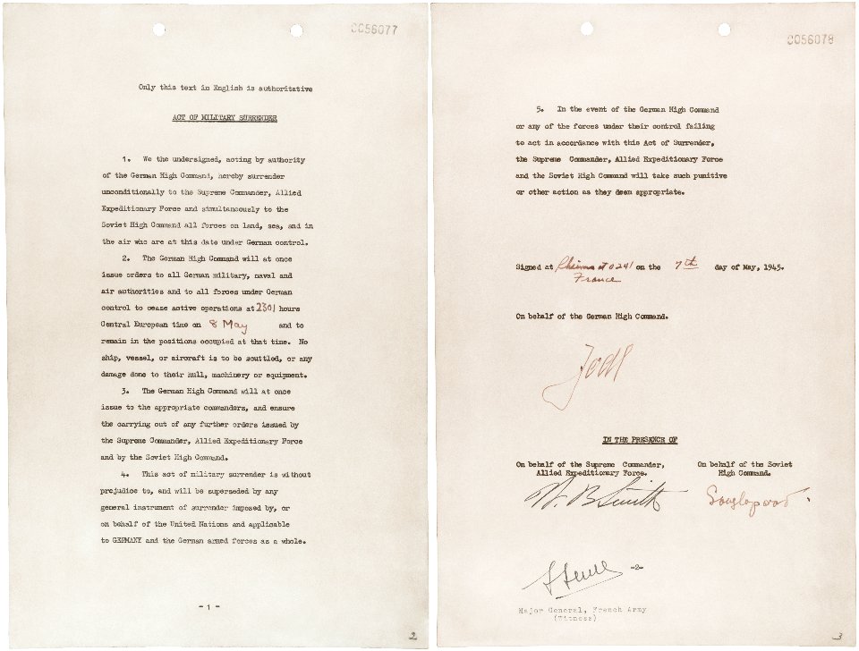 Фото до матеріалу: 7 травня 1945 року: як Німеччина підписала акт про капітуляцію та чому була друга церемонія