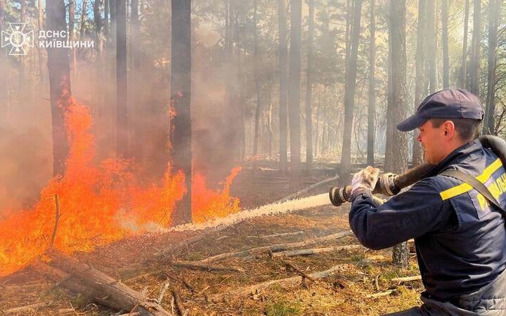 Фото до матеріалу: У Чорнобильській зоні гасять лісову пожежу на площі 1200 гектарів