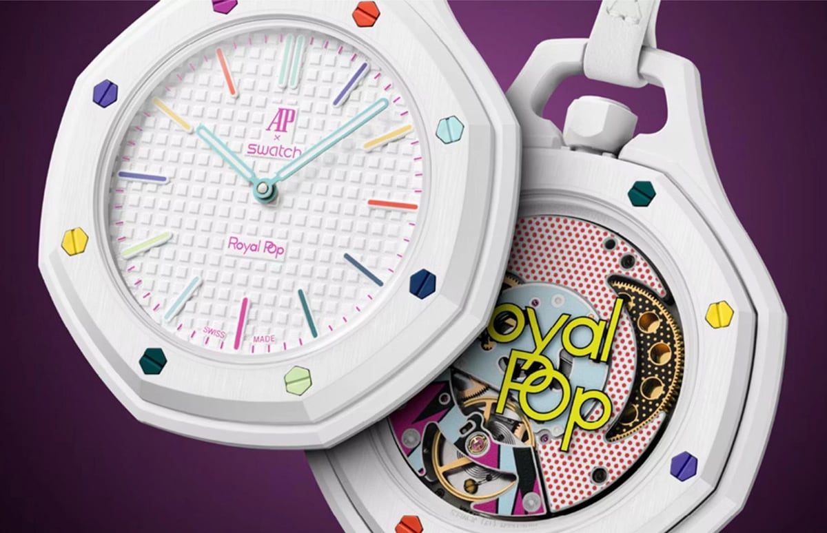 Фото до матеріалу: Swatch і Audemars Piguet представили колекцію Royal Pop: модні кишенькові годинники