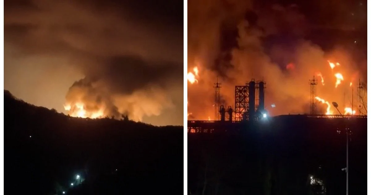 Фото до матеріалу: Режим НС у Туапсе: атака дронів перетворила нафтозавод на вогняний вулкан