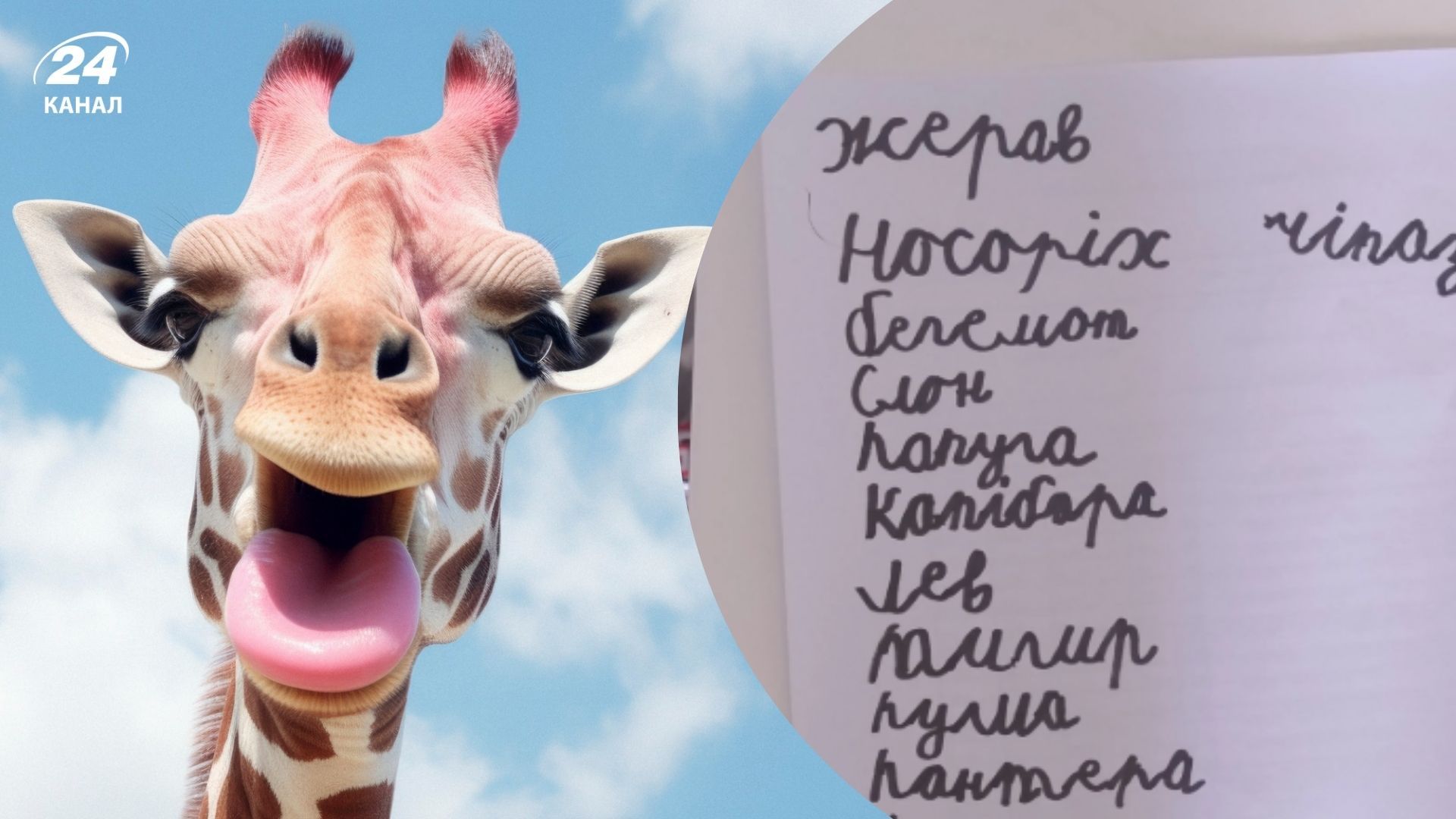 Фото до матеріалу: Мережа розсміялася до сліз через дитячий список тварин у зоопарку: «Жерав» і «Чіпазе» стали хітами