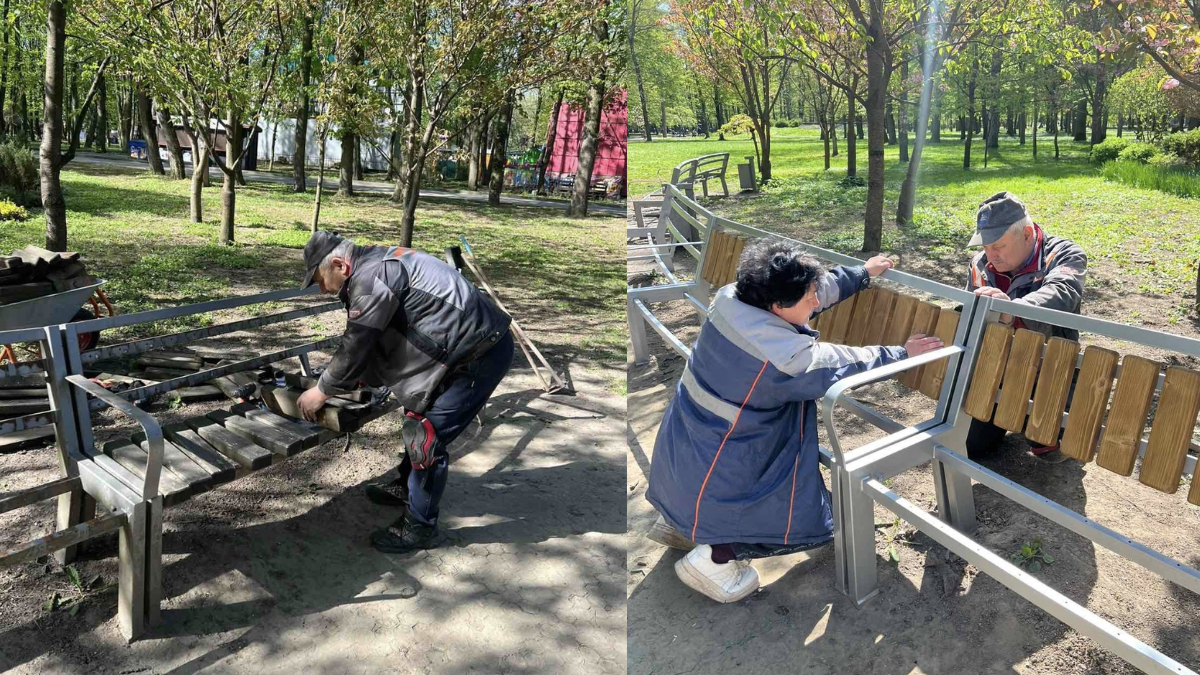 Фото до матеріалу: У Івано-Франківську оновлюють лавки у парках та скверах