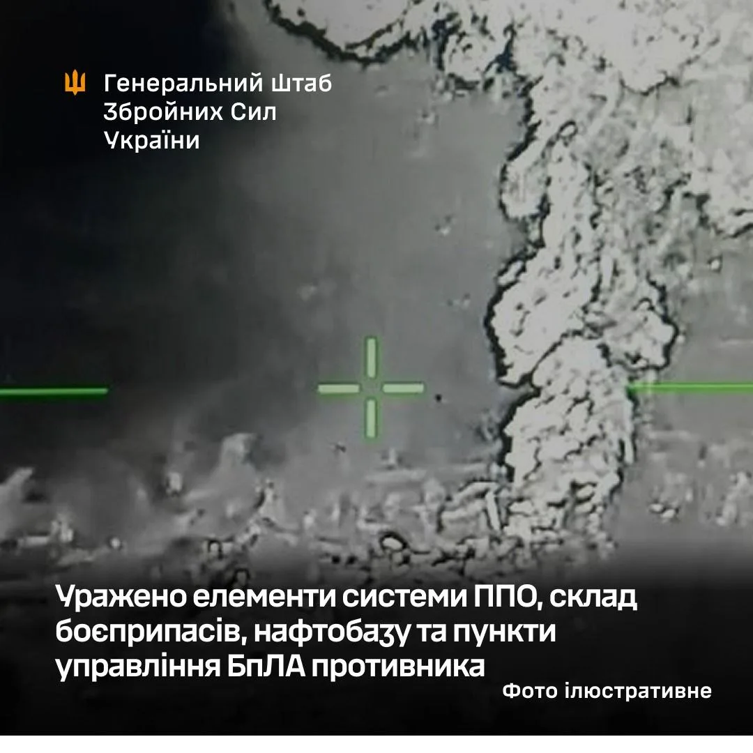 Фото до матеріалу: Генштаб: ЗСУ знищили ППО, нафтобазу в Криму та пункти управління БПЛА ворога