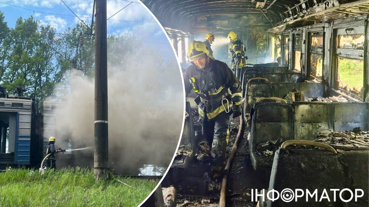 Фото до матеріалу: Пасажирський електропотяг загорівся на Черкащині: евакуація 40 людей, постраждалих немає