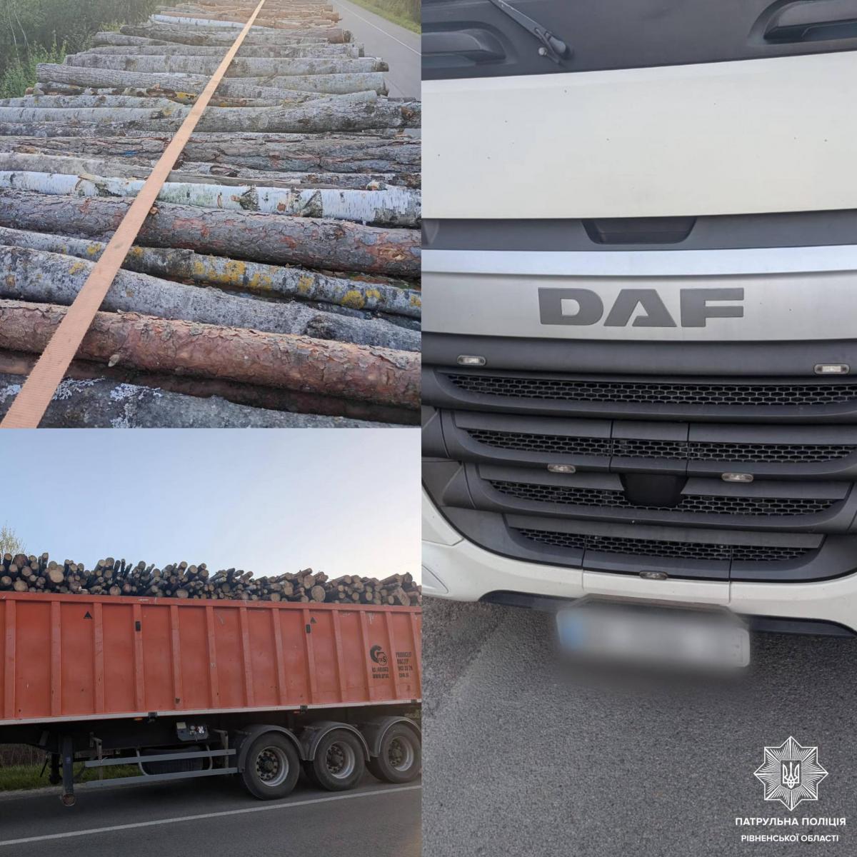 Фото до матеріалу: Патрульні зупинили на Сарненщині вантажівку з деревиною без документів