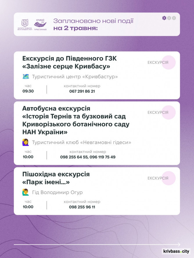 Фото до матеріалу: Криворізький вікенд: десятки подій на 2 та 3 травня для сімей та митців