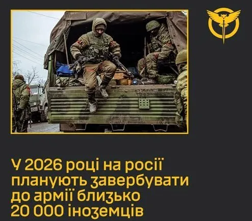 Фото до матеріалу: Росія у 2026 році планує завербувати на війну проти України близько 20 тисяч іноземців – ГУР