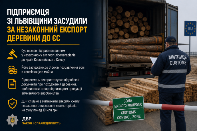 Фото до матеріалу: Підприємця зі Львівщини засудили за незаконний експорт деревини до ЄС