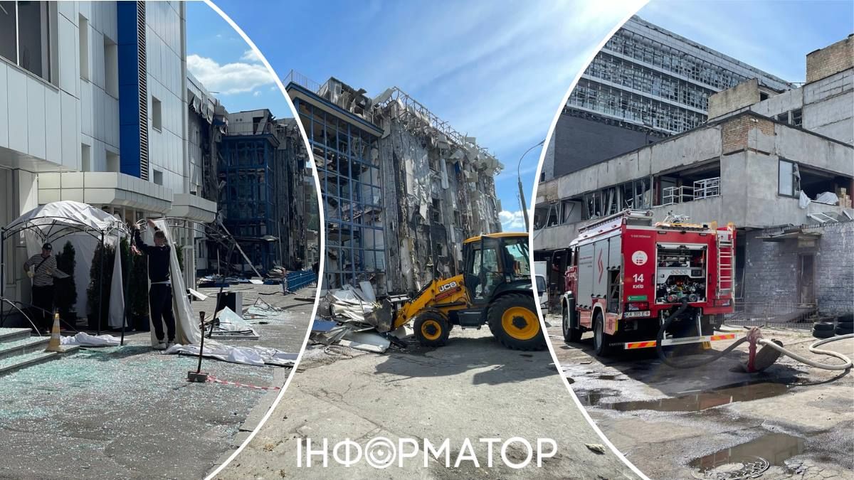 Фото до матеріалу: Ворог не зміг вполювати рятувальників у БЦ на Оболоні, але пошкодив новісінький шляхопровід