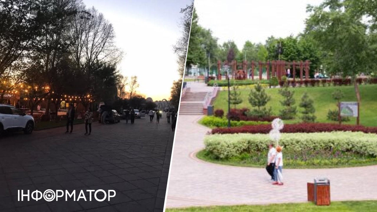 Фото до матеріалу: Хаотичний паркінг на набережній біля парку Наталка: машини проїжджають через шлагбаум у пішохідну зону