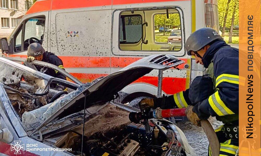 Фото до матеріалу: Жертва та 13 поранених: ДСНС показала наслідки обстрілів Нікополя 5 травня