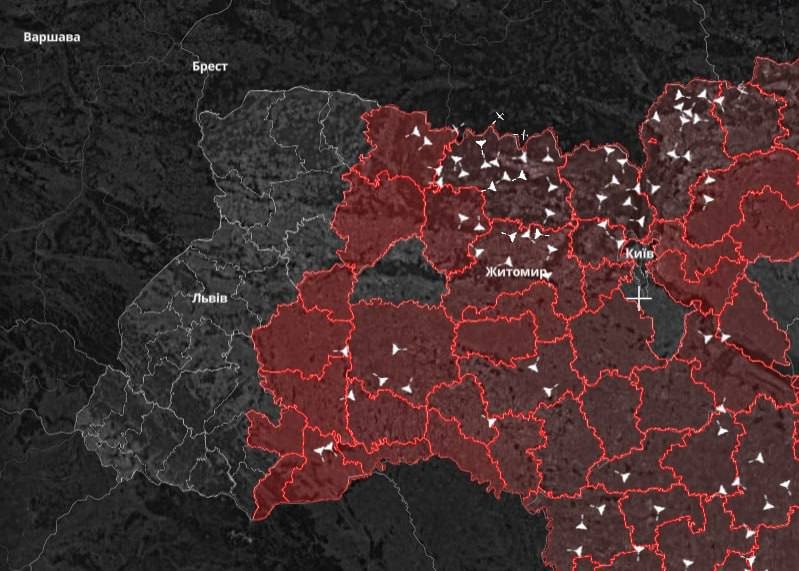Фото до матеріалу: Дрони рашистів ланцюжком летять вздовж білоруського кордону