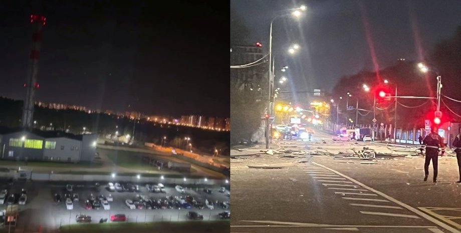 Фото до матеріалу: Москву вночі атакували дрони: уламки падали на вулиці, один врізався у ЖК