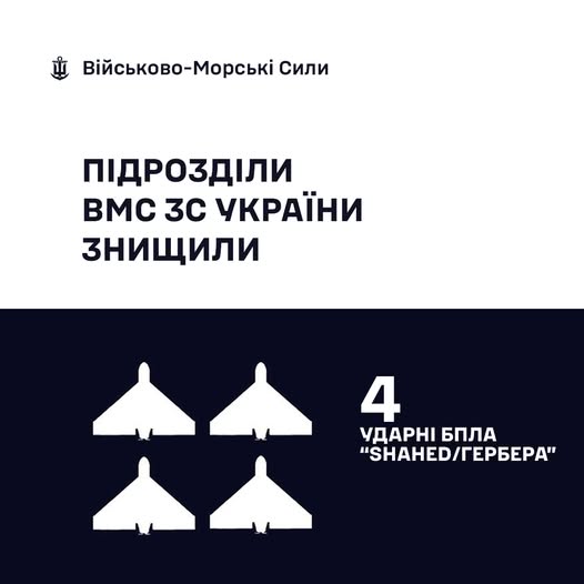 Фото до матеріалу: ВМС України збили чотири російські «шахеди» в Чорному морі