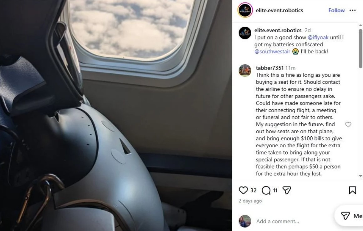Фото до матеріалу: Робот-пасажир затримав рейс Southwest Airlines у США
