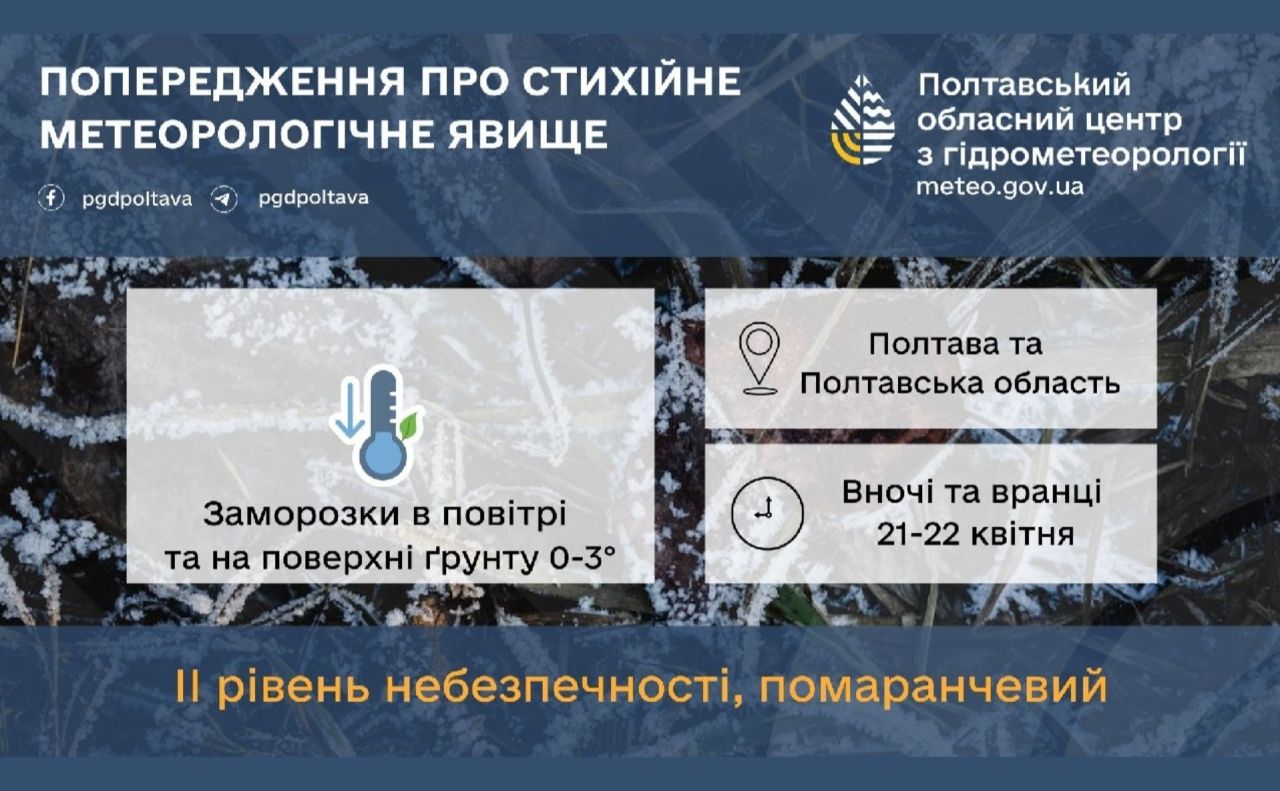 Фото до матеріалу: У вівторок прогнозують заморозки