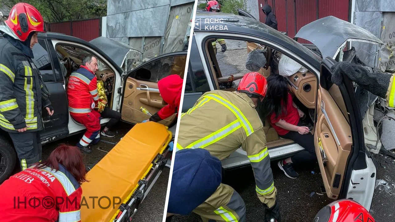 Фото до матеріалу: Рятувальники вирізали сидіння, щоб вивести постраждалу з Porsche на Печерську