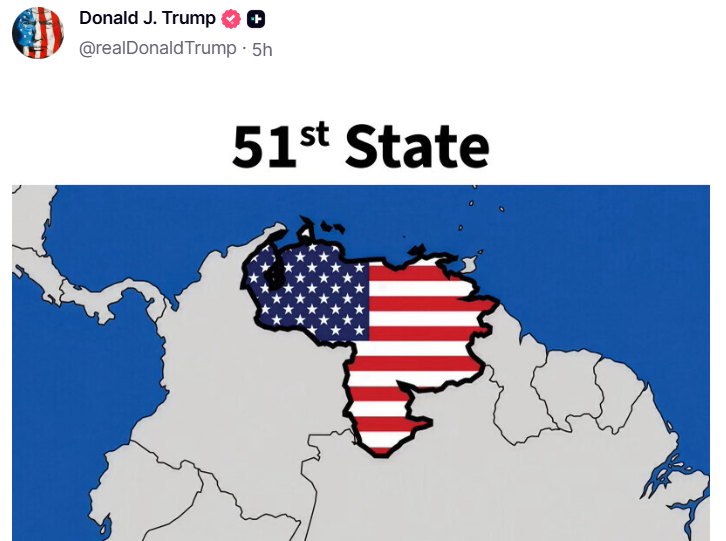 Фото до матеріалу: Трамп назвав Венесуелу 51-м штатом США у графіці під час візиту до Китаю