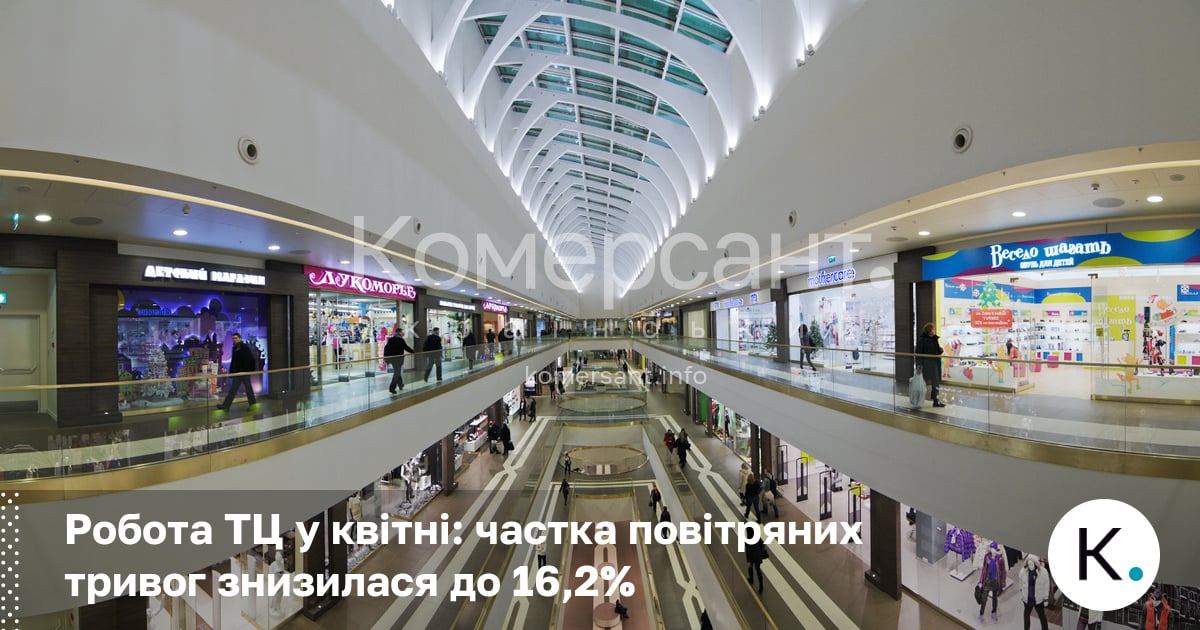 Фото до матеріалу: Робота торгових центрів у квітні 2026: частка тривог впала до мінімуму з початку року
