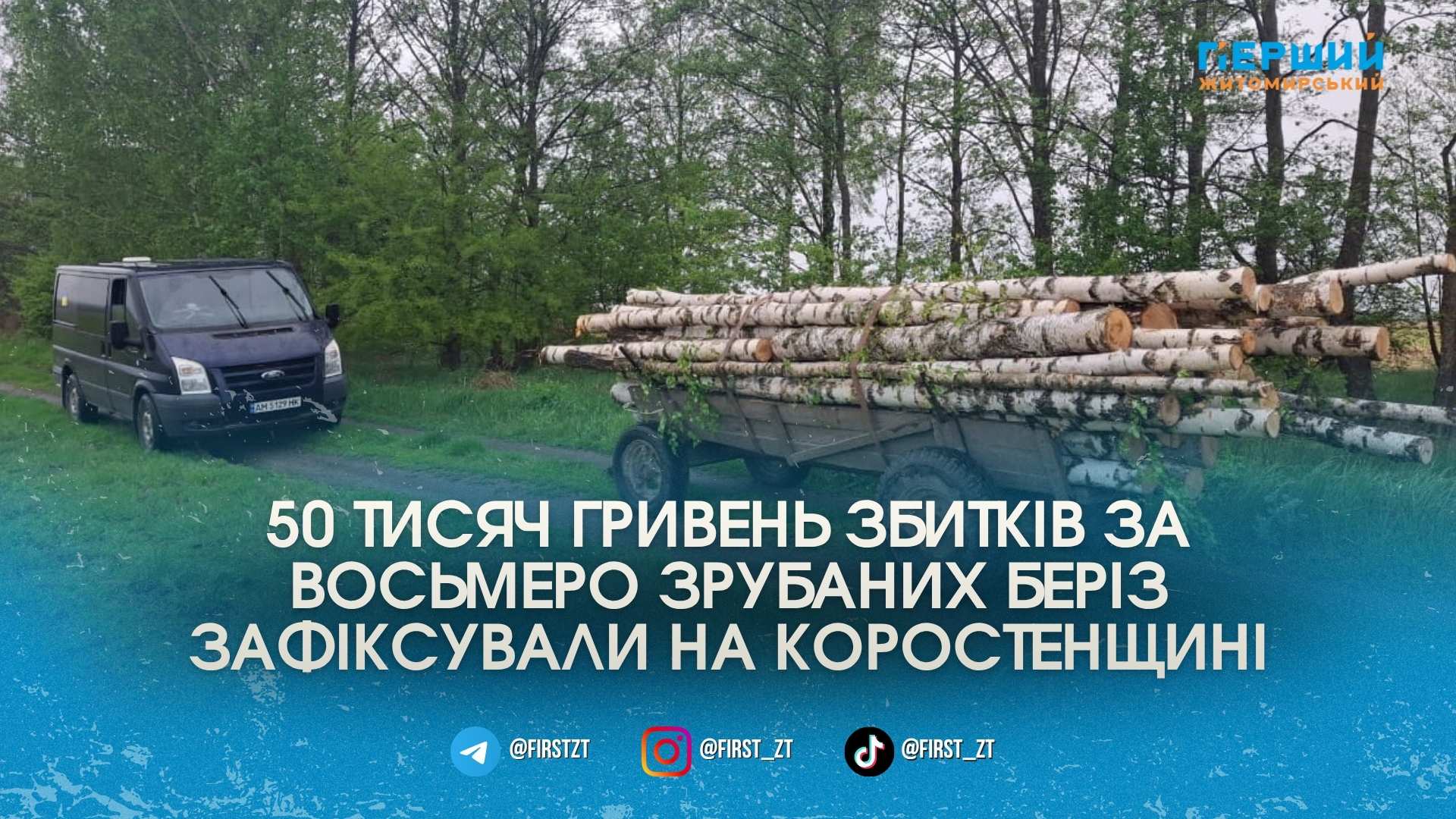 Фото до матеріалу: Дрон виявив трактор із краденими березами на Коростенщині