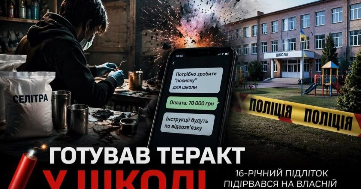 Фото до матеріалу: Школяр за 70 тисяч гривень готував вибух у школі й загинув