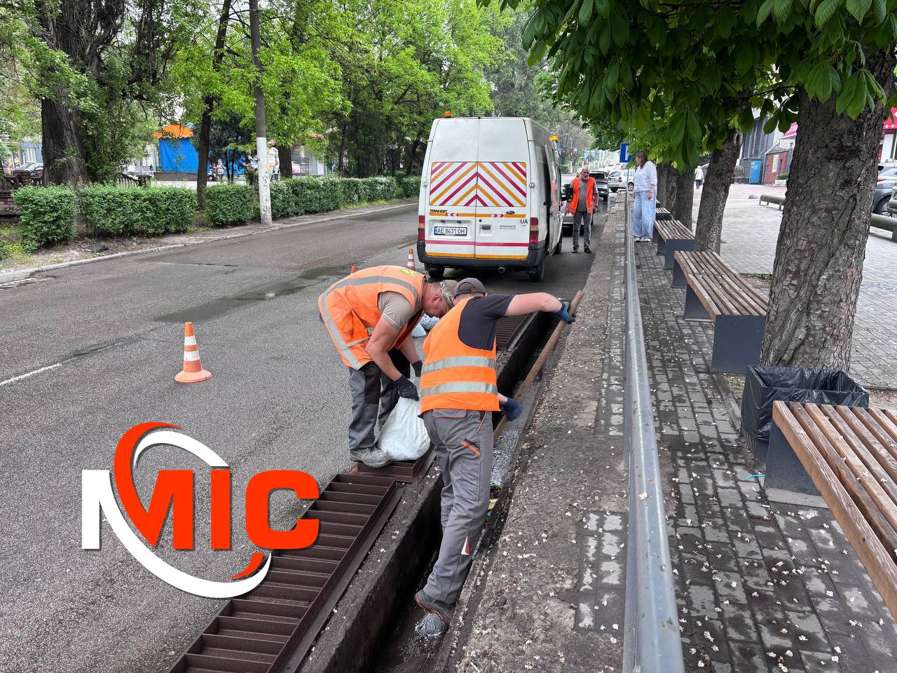 Фото до матеріалу: У Кам'янському тривають планові роботи з благоустрою: чистять каналізацію та обрізають дерева