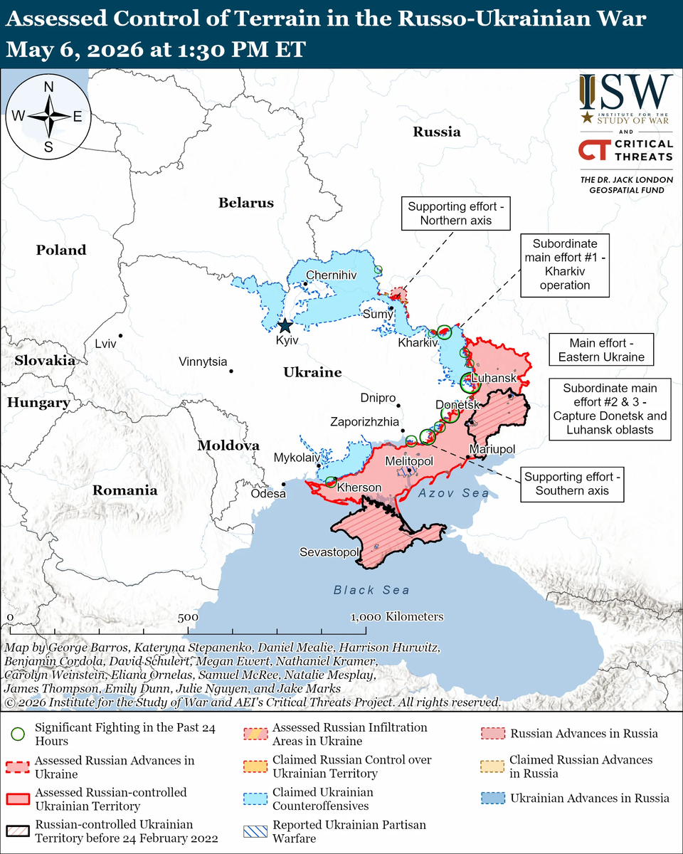 Фото до матеріалу: Оновлення фронту: оцінка ISW станом на 6 травня 2026 року