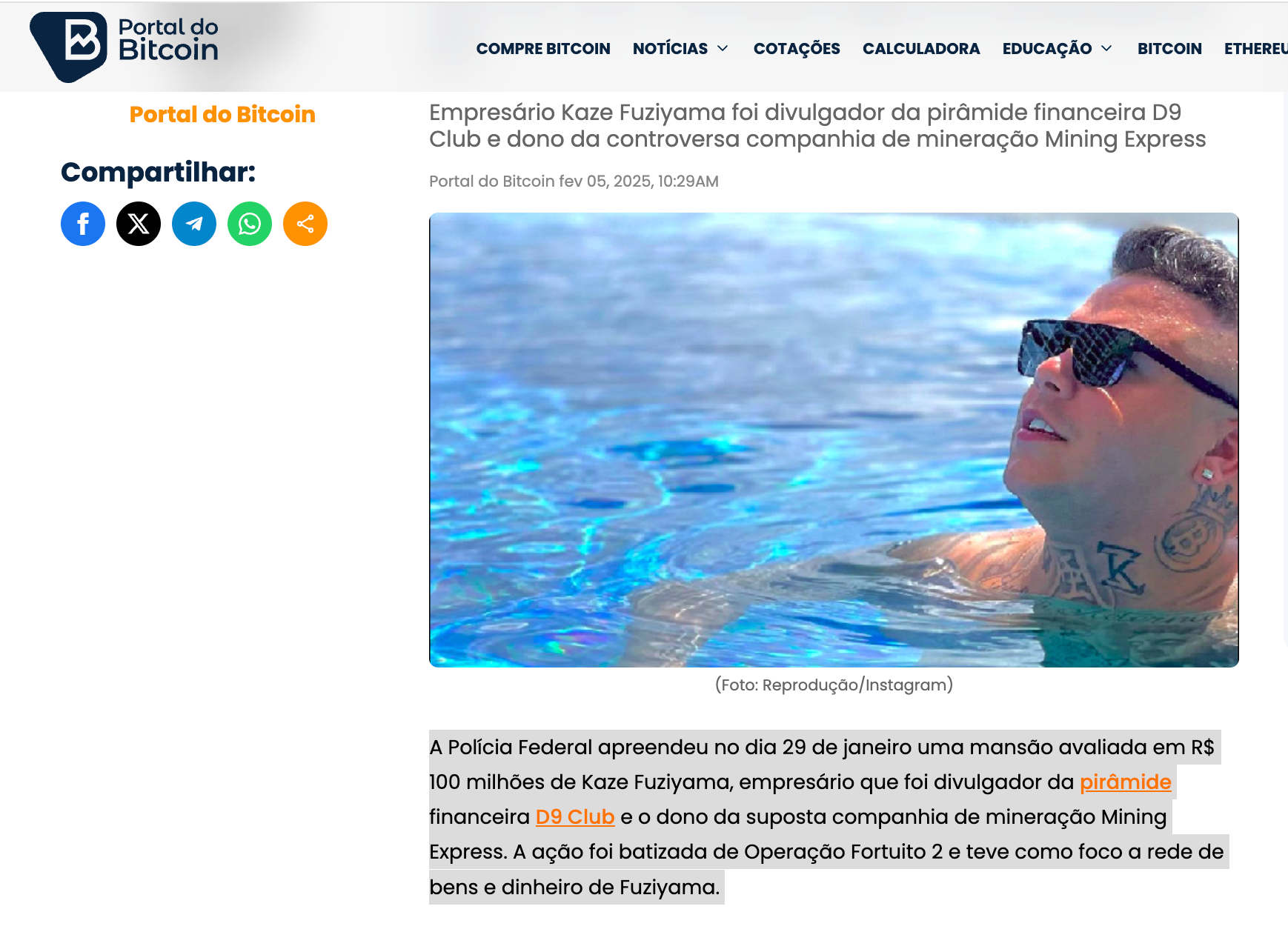 Фото до матеріалу: Бразильська поліція зупинила імперію Карлоса Фузіями: 80 млн євро вилучено замість України