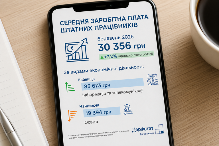 Фото до матеріалу: Середня зарплата в Україні вперше сягнула 30 000 грн у березні 2026