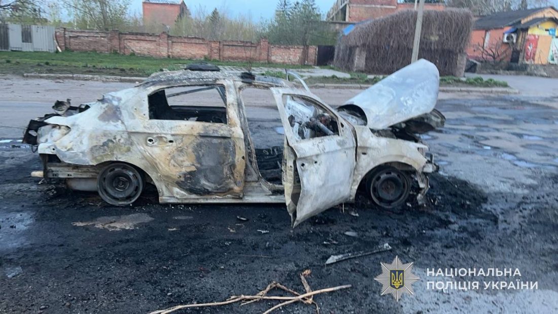 Фото до матеріалу: Дрон влучив у авто поліції у Білопільській громаді: двоє поранених, один у критичному стані