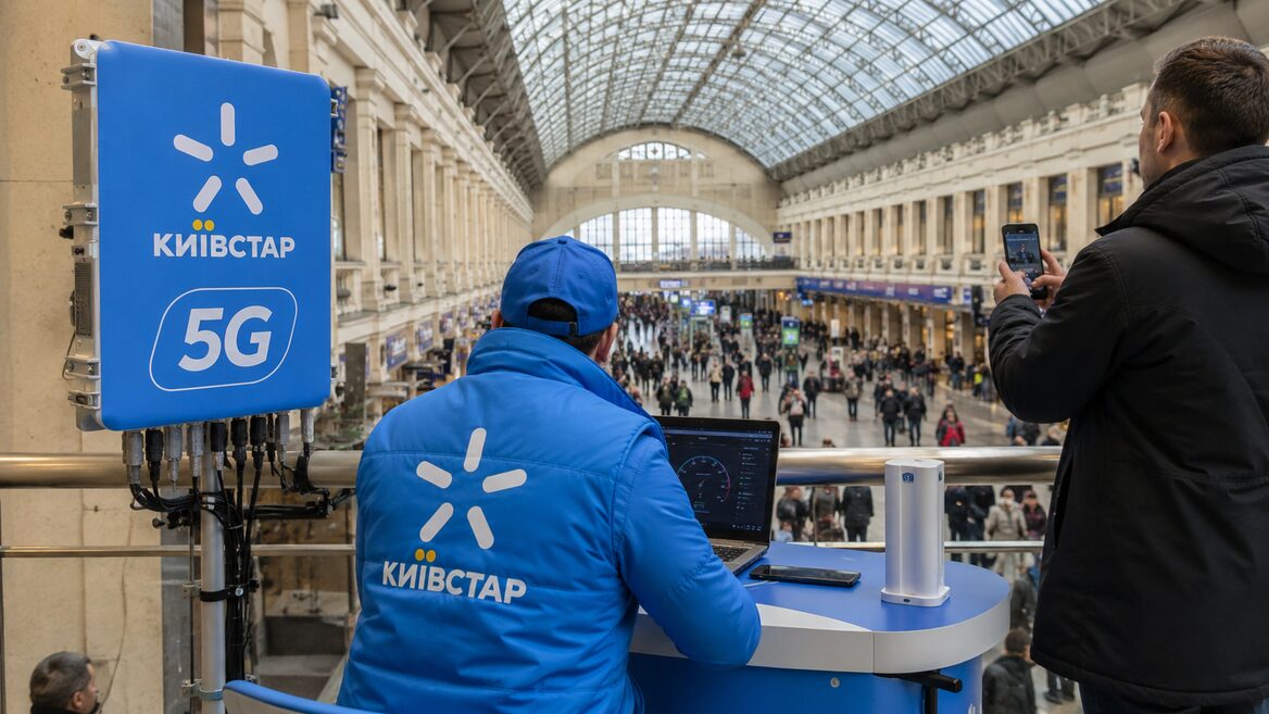 Фото до матеріалу: У Києві на вокзалі запустили тестування швидкісного 5G від Київстар