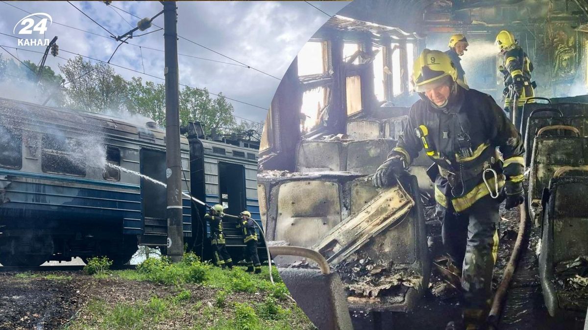 Фото до матеріалу: Потяг загорівся під час руху: евакуацію 40 пасажирів організували на Черкащині
