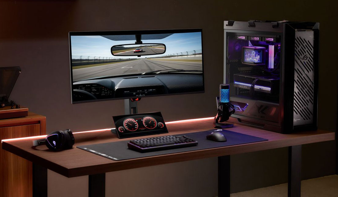 Фото до матеріалу: Asus представила унікальний вузький монітор ROG Strix XG129C для геймерів та стрімерів